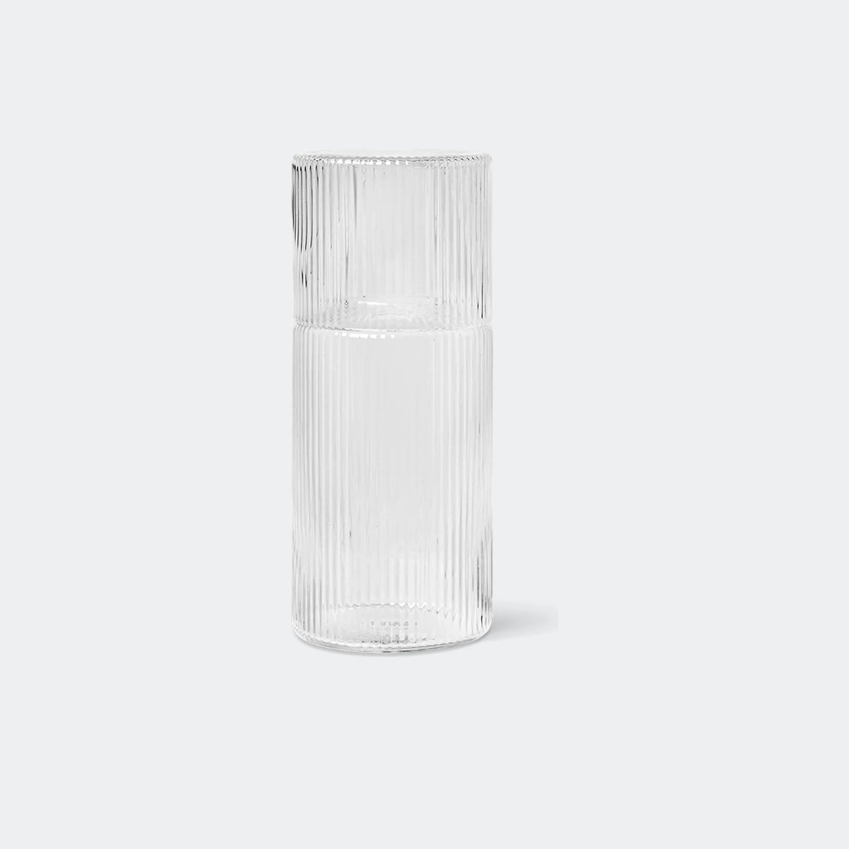 ferm Living Ripple Carafe Set - Small, Clear, glass as lid - KANSO#Color_Clear