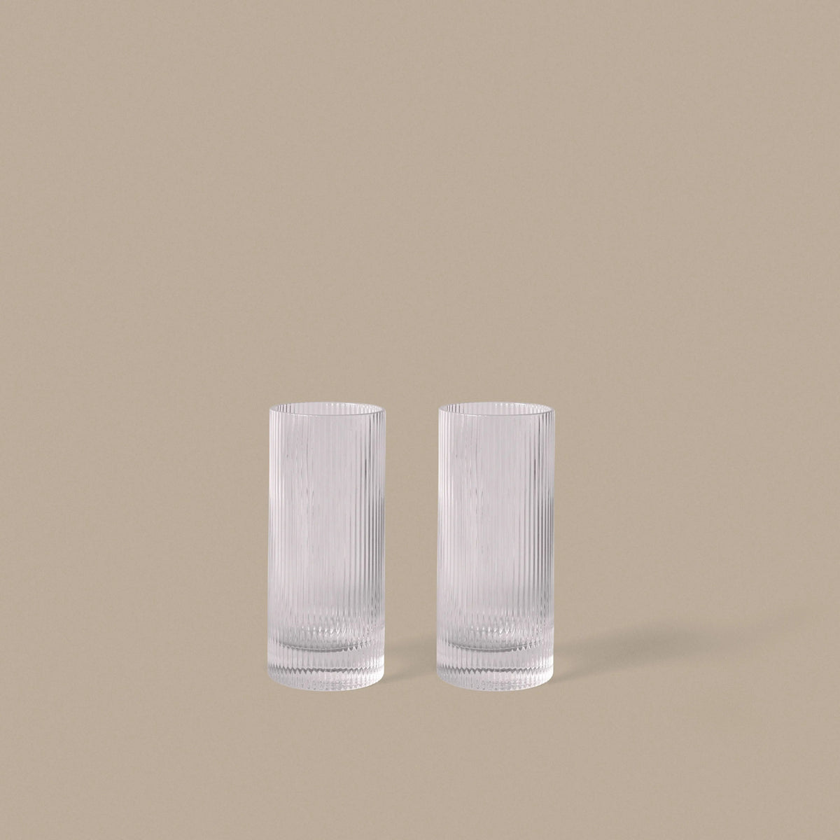 ferm Living Ripple Highball Glasses, Set of 2, Clear - KANSO#Color_Clear