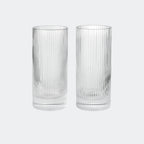 ferm Living Ripple Highball Glasses, Set of 2, Clear - KANSO#Color_Clear