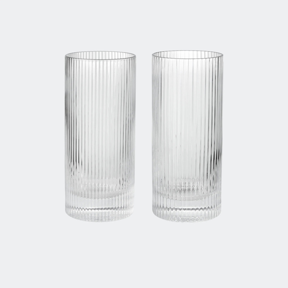 ferm Living Ripple Highball Glasses, Set of 2, Clear - KANSO#Color_Clear