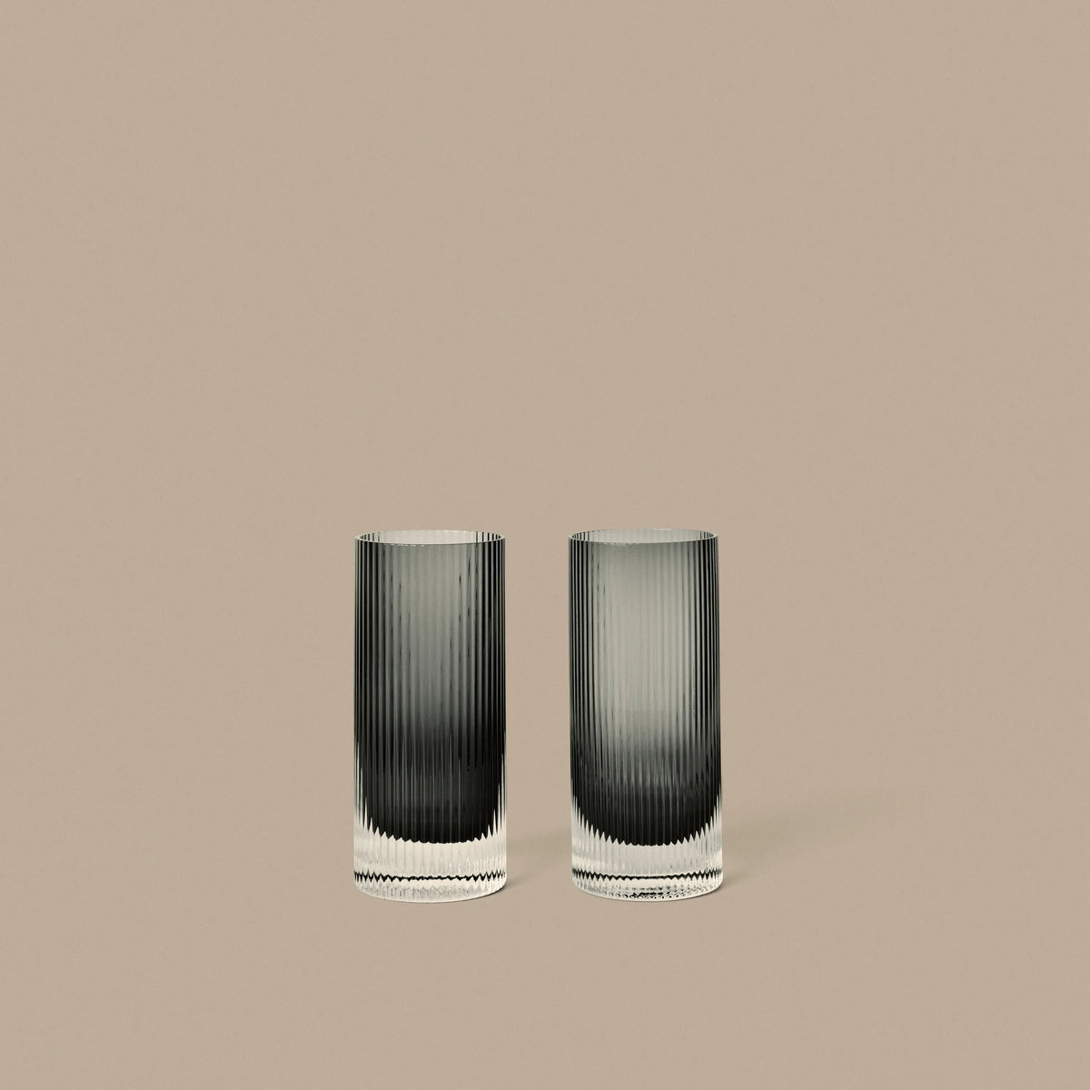 ferm Living Ripple Highball Glasses, Set of 2, Smoked Grey - KANSO#Color_Smoked Grey