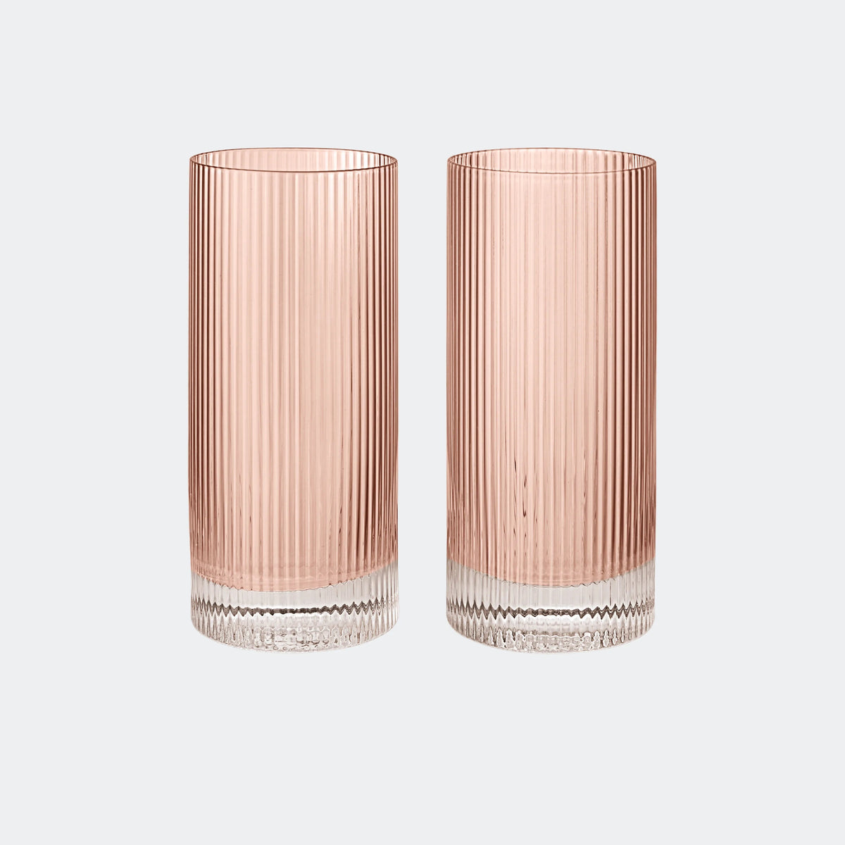 ferm Living Ripple Highball Glasses, Set of 2, Blush - KANSO#Color_Blush