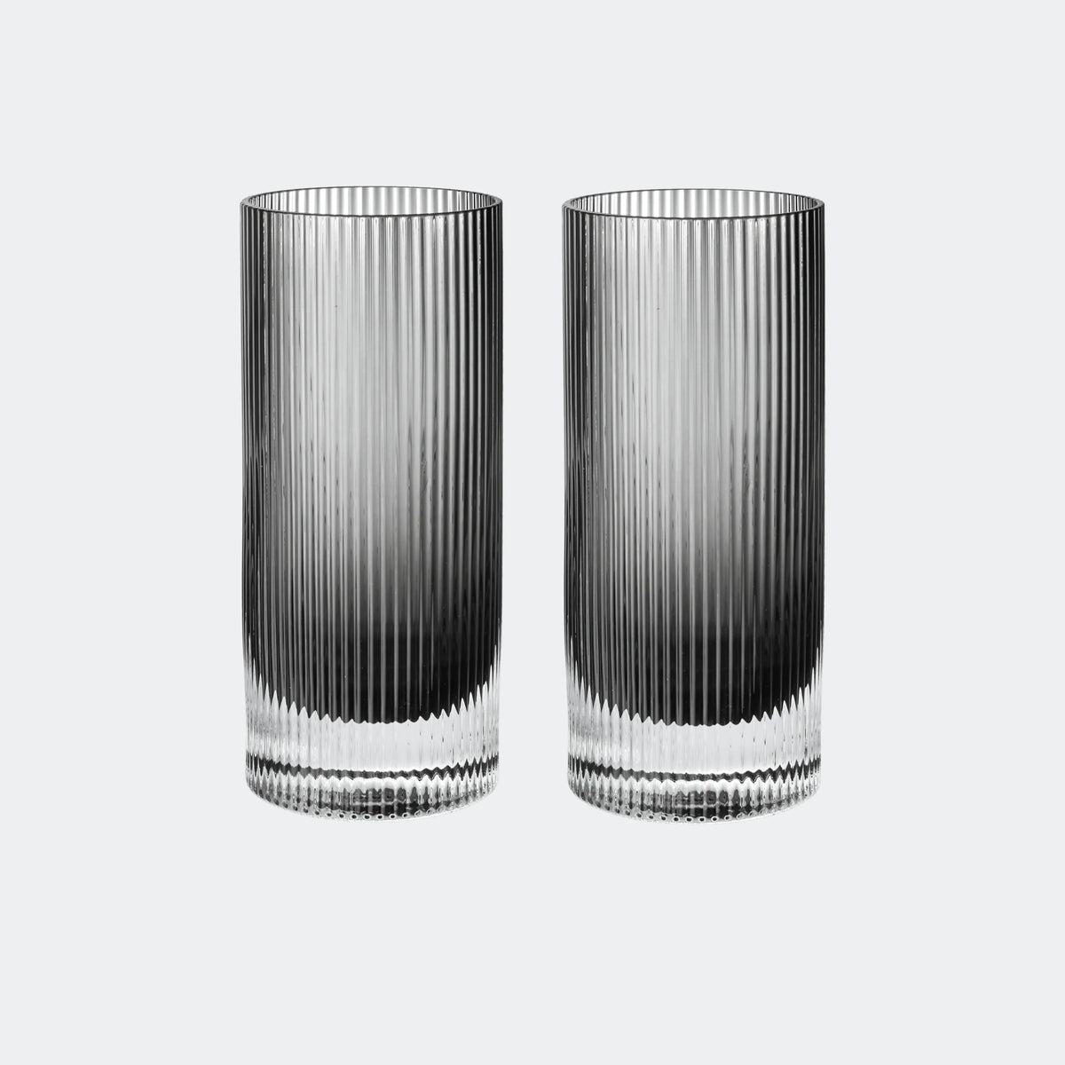 ferm Living Ripple Highball Glasses, Set of 2, Smoked Grey - KANSO#Color_Smoked Grey