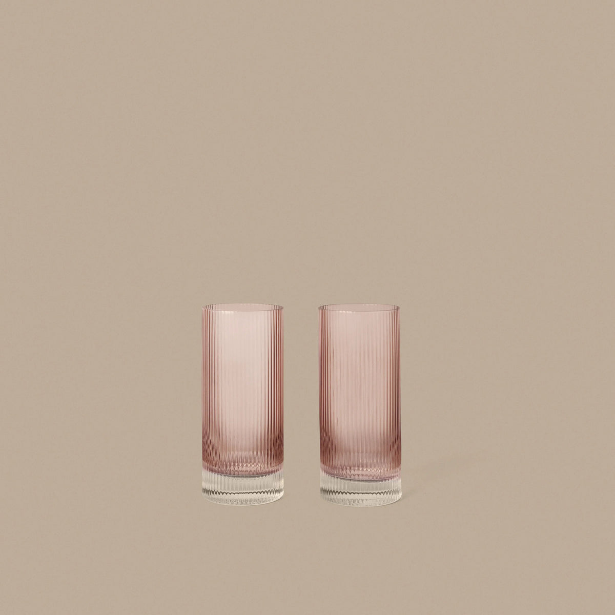 ferm Living Ripple Highball Glasses, Set of 2, Blush - KANSO#Color_Blush