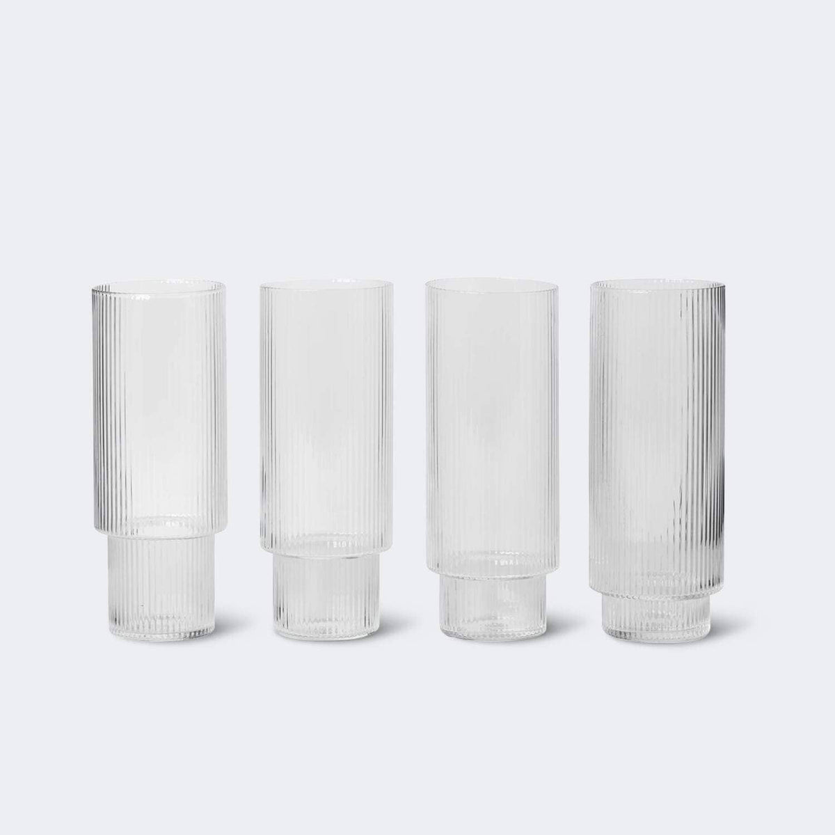 Ferm Living Ripple Long Glasses, Set of 4