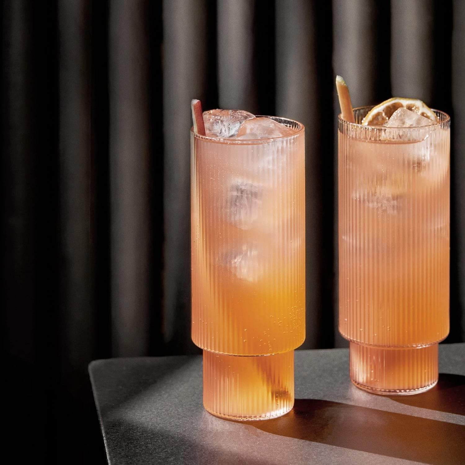 Ferm Living Ripple Long Glasses, Set of 4 - KANSO