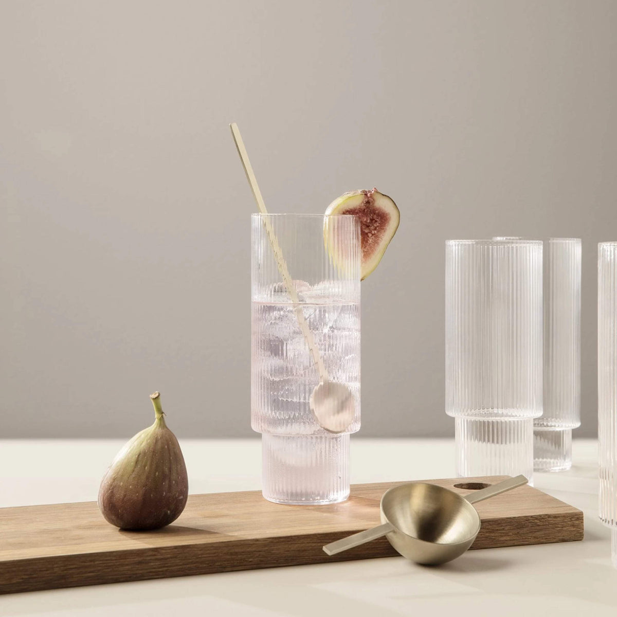 Ferm Living Ripple Long Glasses, Set of 4