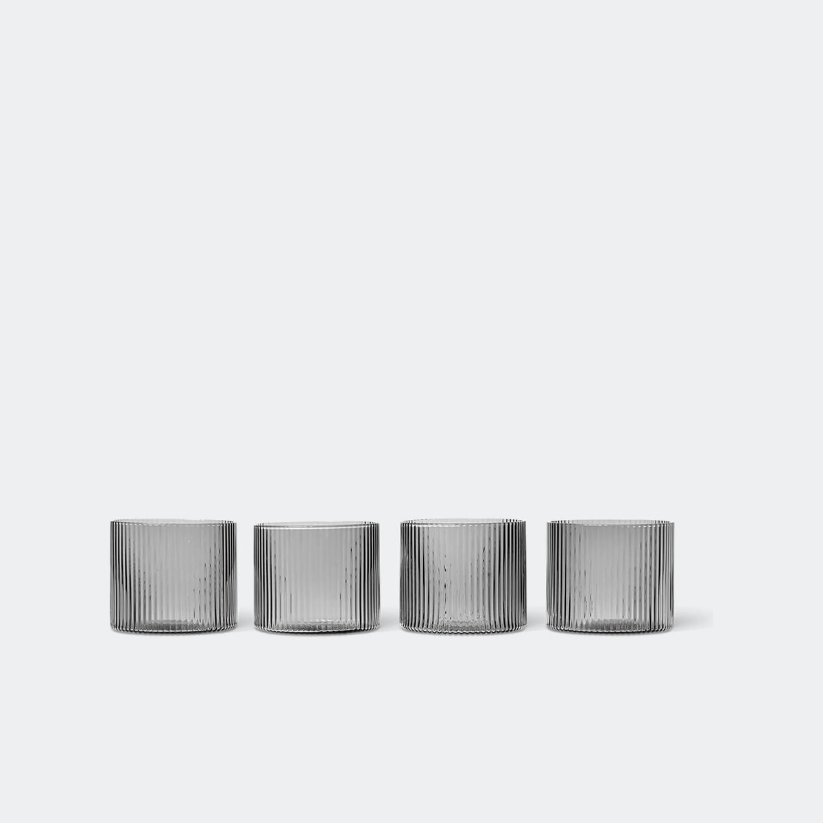 ferm Living Ripple Low Glasses, Set of 4, Smoked Grey - KANSO#Color_Smoked Grey