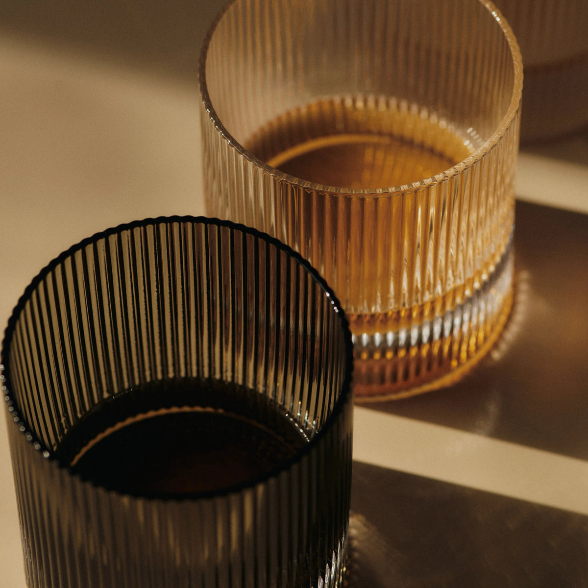 Ferm Living Ripple Tumbler Glasses Smoked Grey#Color_Smoked Grey