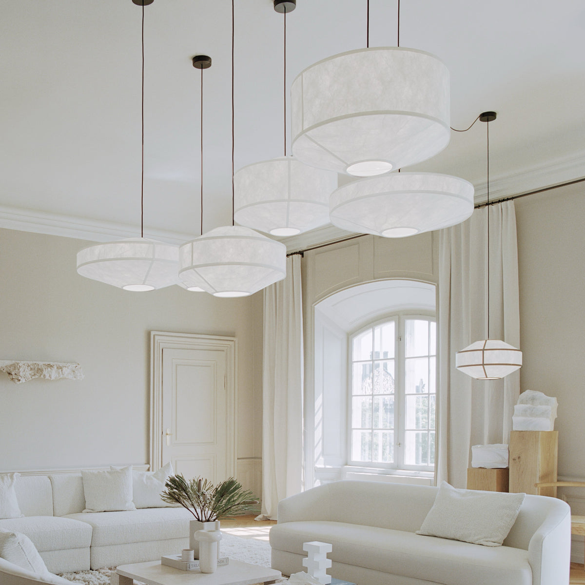 New Works Kite Pendant White Tyvek Ø75#Color_White Tyvek