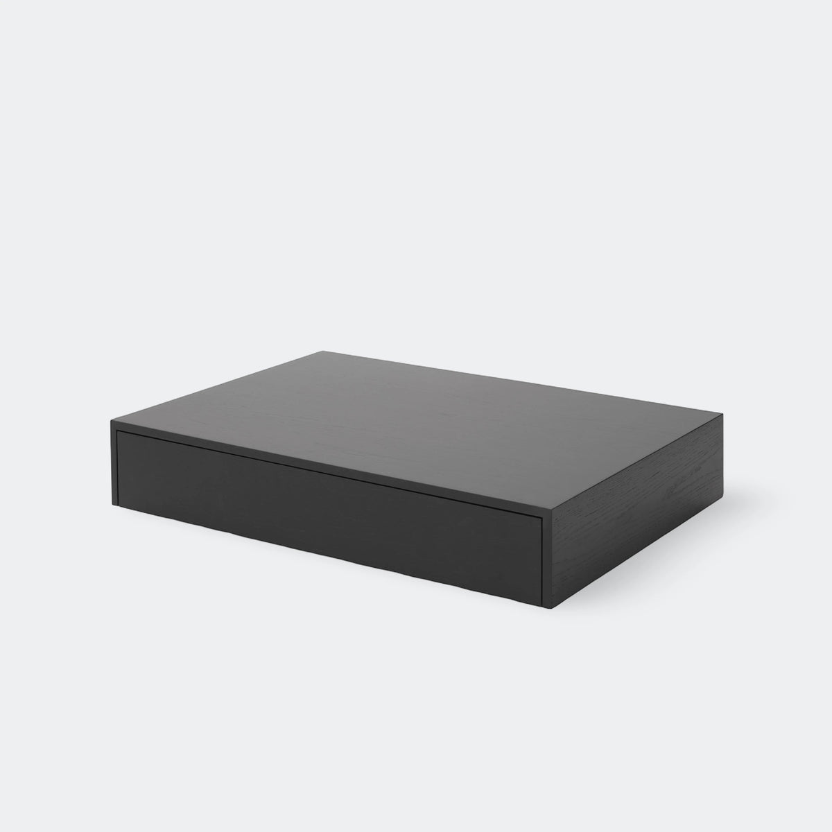New Works Mass Coffee Table, Wide Black Stained Oak With Drawer#Finish_Black Stained Oak