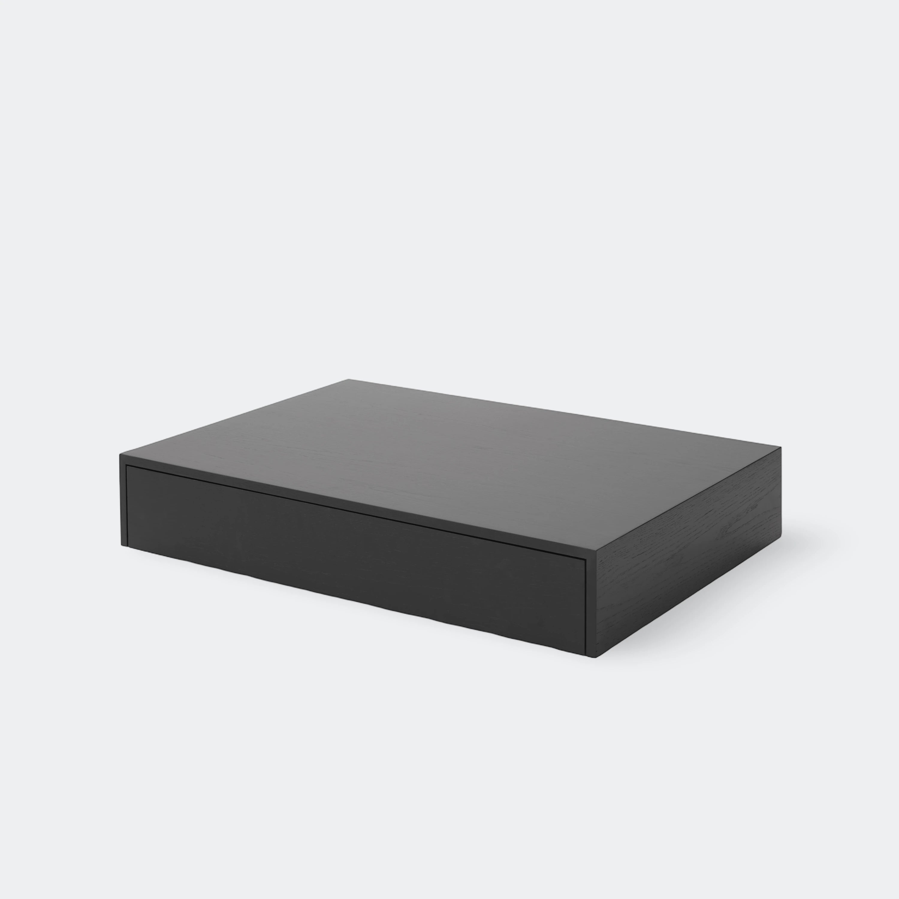 New Works Mass Coffee Table, Wide Black Stained Oak With Drawer#Finish_Black Stained Oak