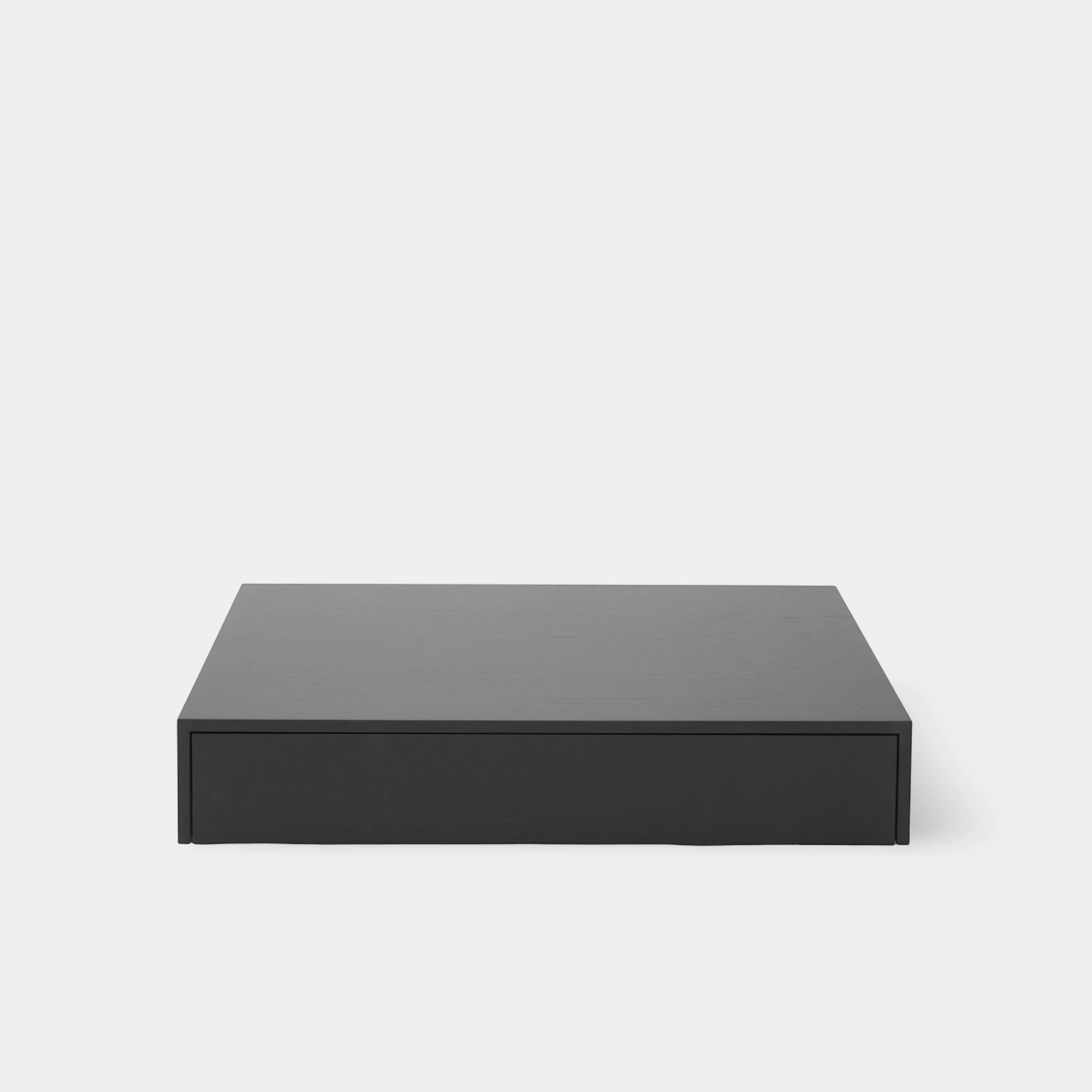 New Works Mass Coffee Table, Wide Black Stained Oak With Drawer#Finish_Black Stained Oak