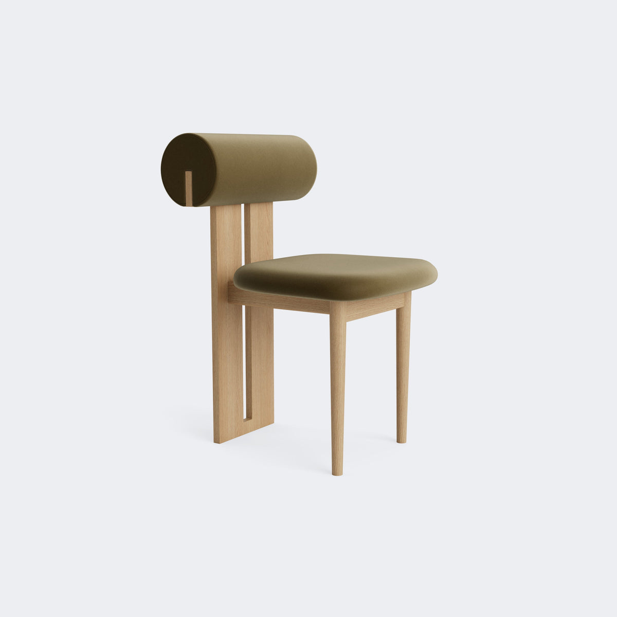 Norr11 Hippo Dining Chair Natural Oak Brussels Velvet Olive Green