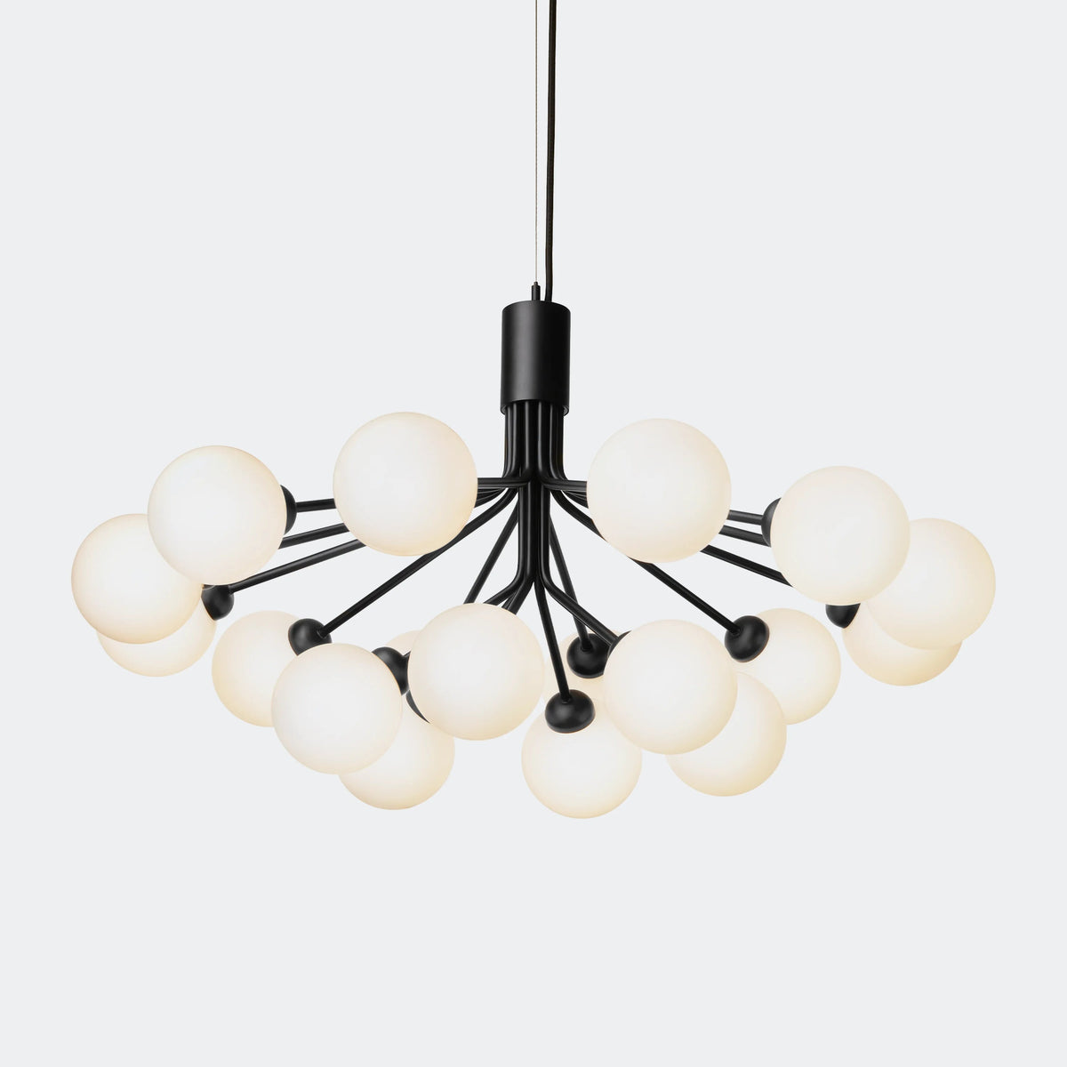 Nuura Apiales 18 Chandelier, Satin Black / Opal - KANSO#Finish_Satin Black / Opal