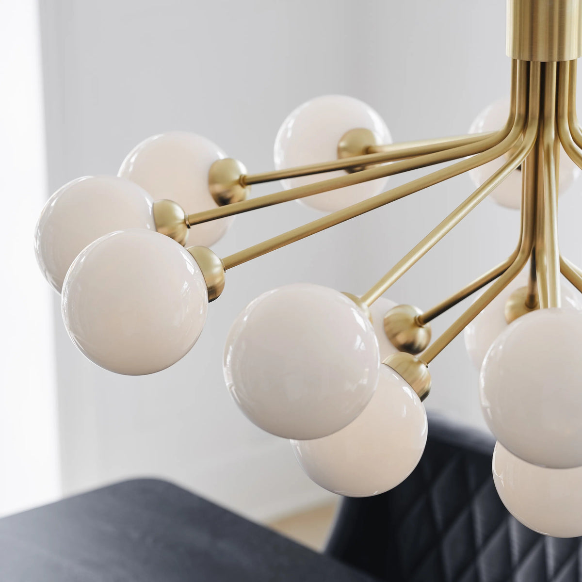 Nuura Apiales 18 Chandelier, Brushed Brass / Opal - KANSO#Finish_Brushed Brass / Opal