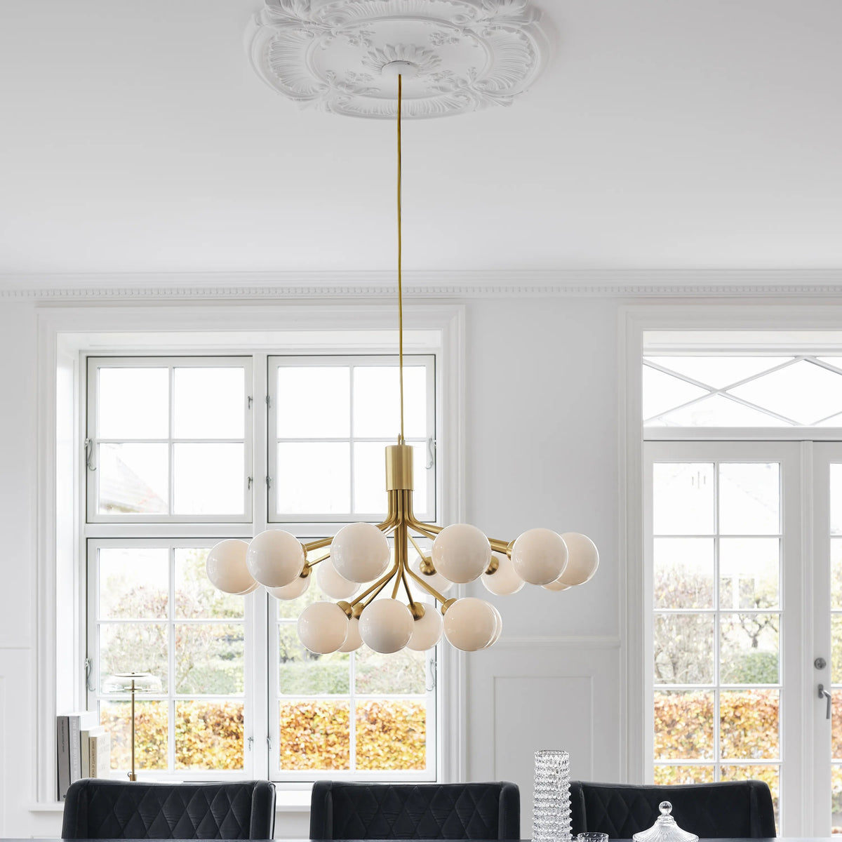 Nuura Apiales 18 Chandelier, Brushed Brass / Opal - KANSO#Finish_Brushed Brass / Opal