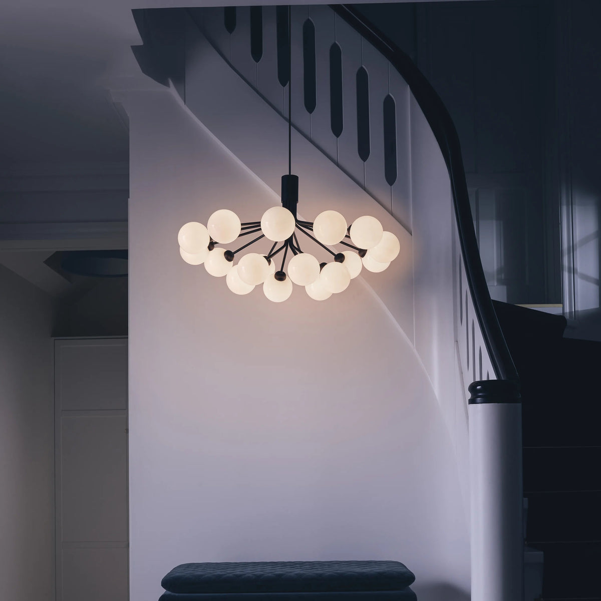 Nuura Apiales 18 Chandelier, Satin Black / Opal - KANSO#Finish_Satin Black / Opal