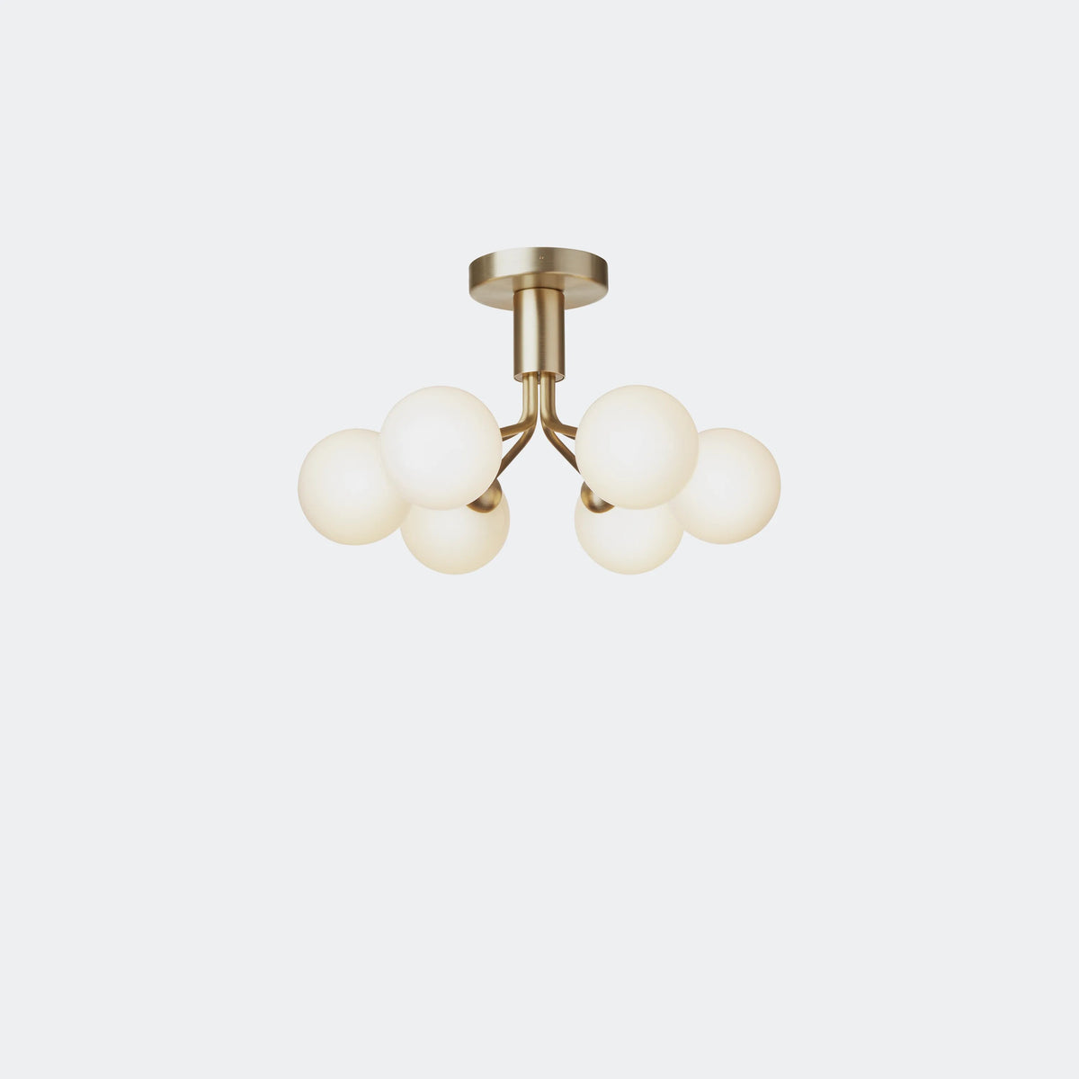 Nuura Apiales 6 Ceiling Light, Brushed Brass / Opal - KANSO#Finish_Brushed Brass / Opal