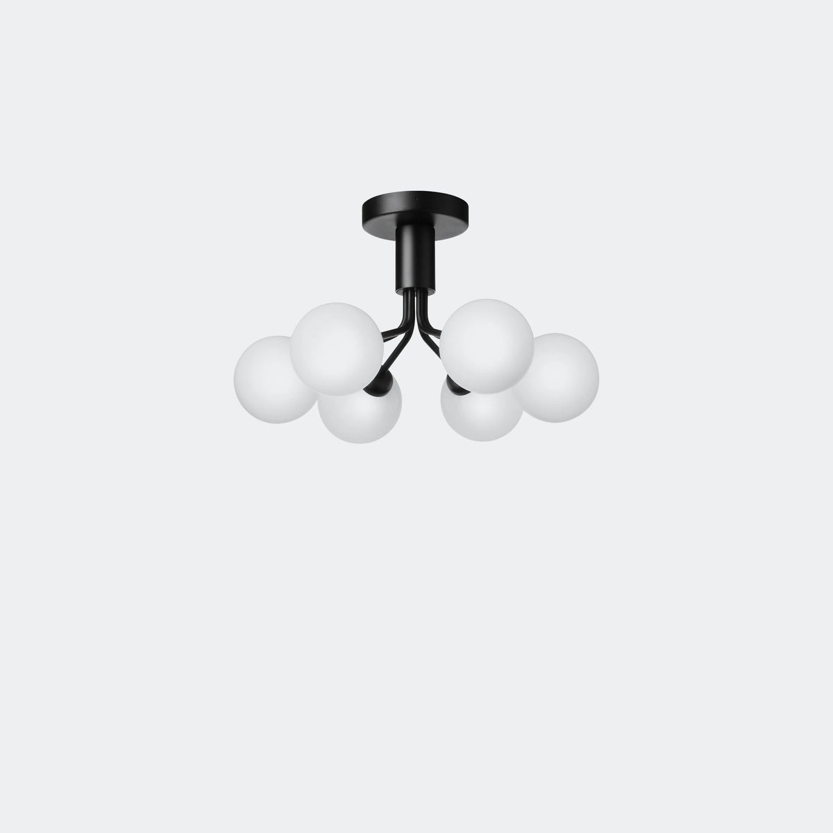 Nuura Apiales 6 Ceiling Light, Satin Black / Opal - KANSO#Finish_Satin Black / Opal