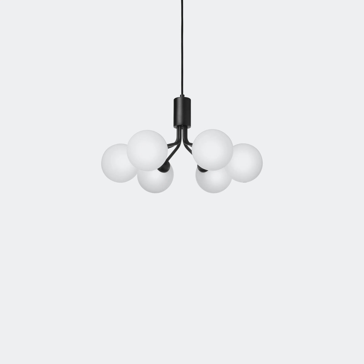 Nuura Apiales 6 Chandelier, Satin Black / Opal - KANSO#Finish_Satin Black / Opal