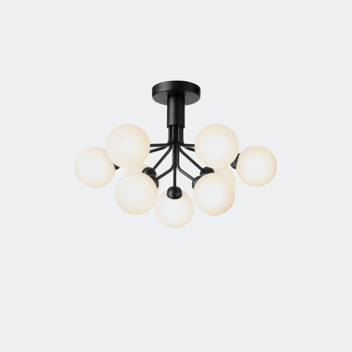 Nuura Apiales 9 Ceiling Light, Satin Black / Opal - KANSO#Finish_Satin Black / Opal