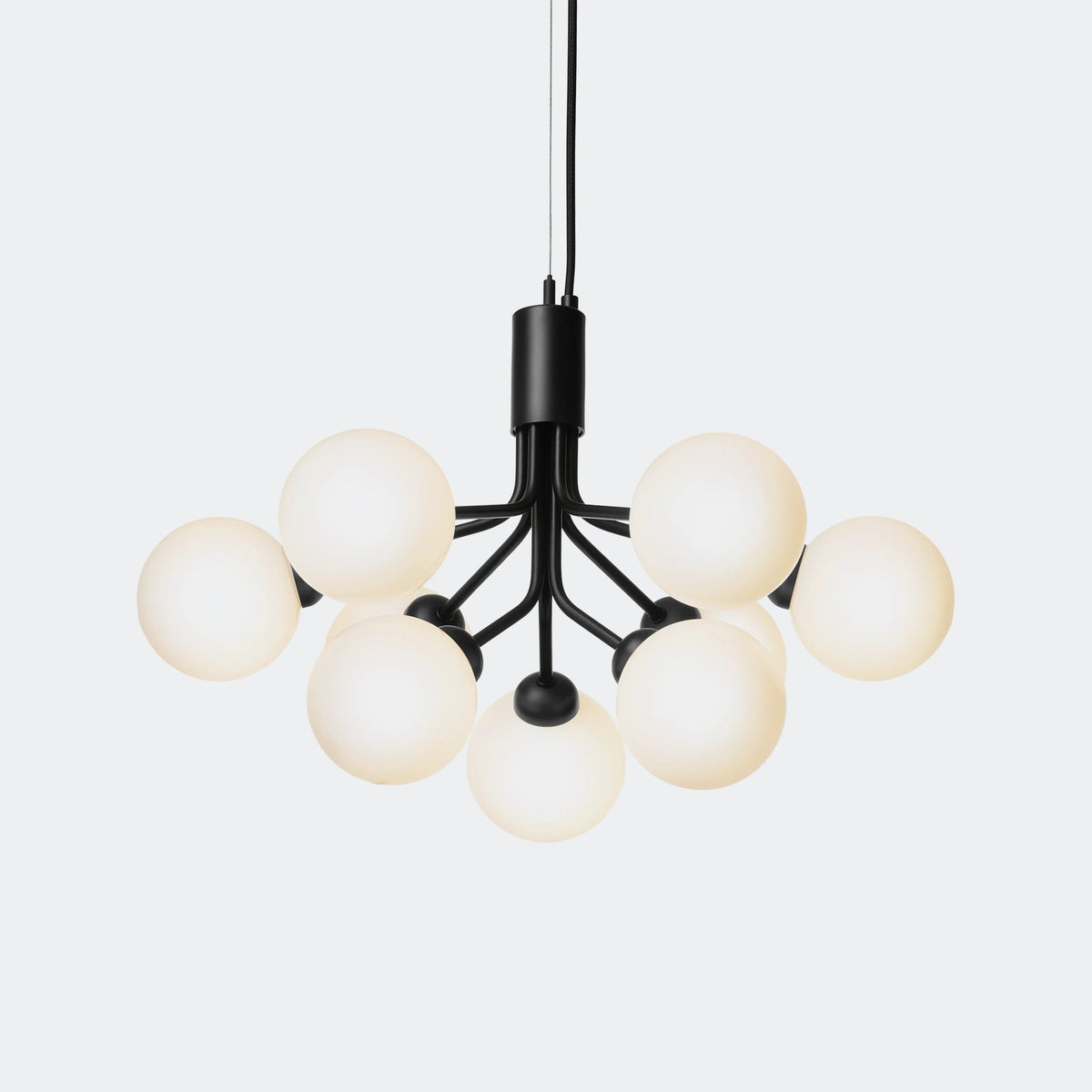 Nuura Apiales 9 Chandelier, Satin Black / Opal - KANSO#Finish_Satin Black / Opal