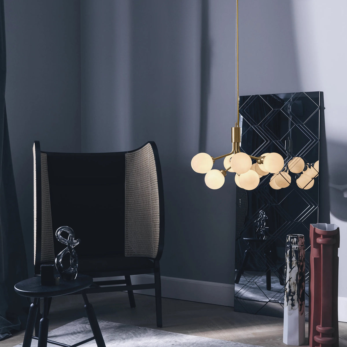 Nuura Apiales 9 Chandelier, Brushed Brass / Opal - KANSO#Finish_Brushed Brass / Opal