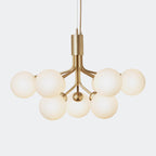 Nuura Apiales 9 Chandelier, Brushed Brass / Opal - KANSO#Finish_Brushed Brass / Opal