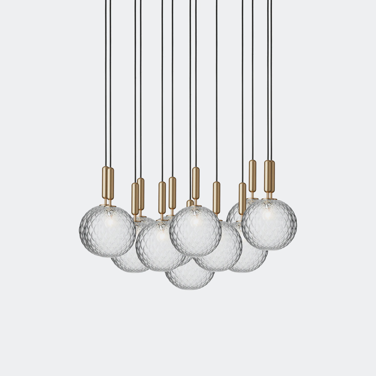 Nuura Miira 13 Large Chandelier, Brass / Optic Clear - KANSO#Finish_Brass / Optic Clear