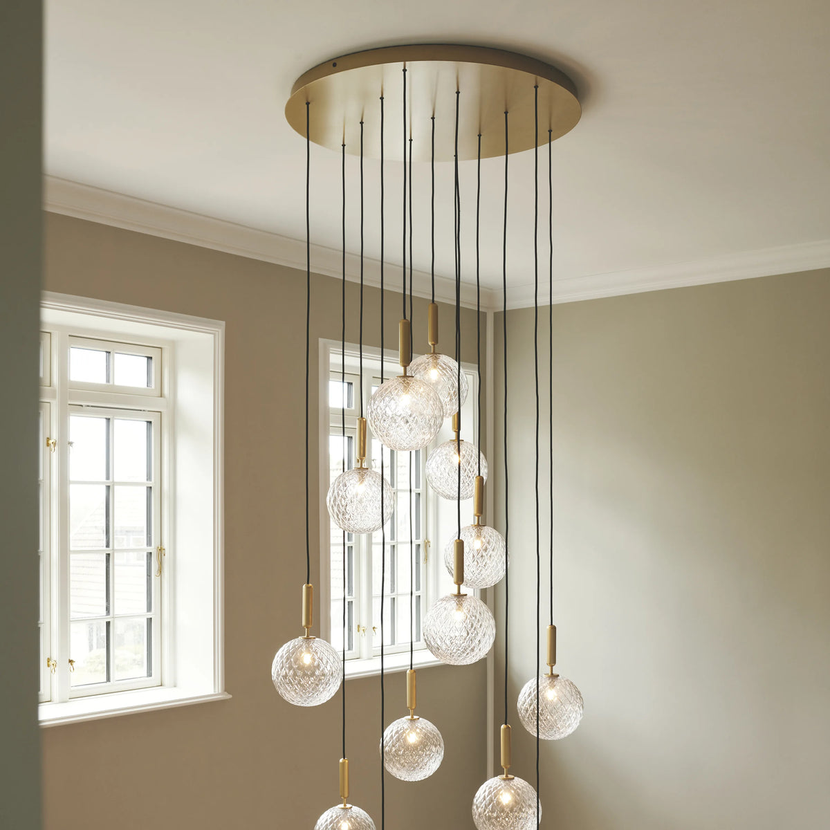 Nuura Miira 13 Large Chandelier, Brass / Optic Clear - KANSO#Finish_Brass / Optic Clear