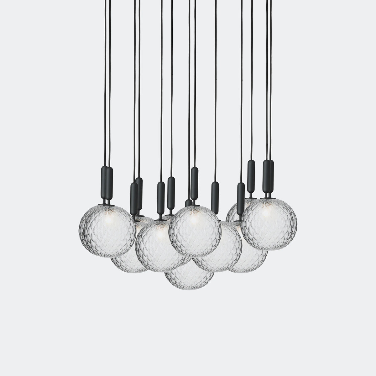 Nuura Miira 13 Large Chandelier, Rock Grey / Optic Clear - KANSO#Finish_Rock Grey / Optic Clear