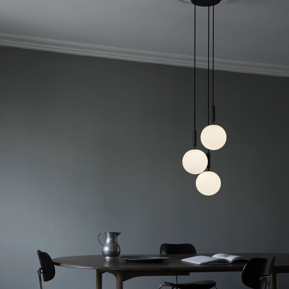 Nuura Miira 3 Large Chandelier, Rock Grey / Opal - KANSO#Finish_Rock Grey / Opal