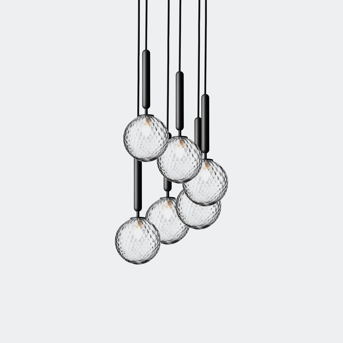 Nuura Miira 6 Chandelier, Rock Grey / Optic Clear - KANSO#Finish_Rock Grey / Optic Clear