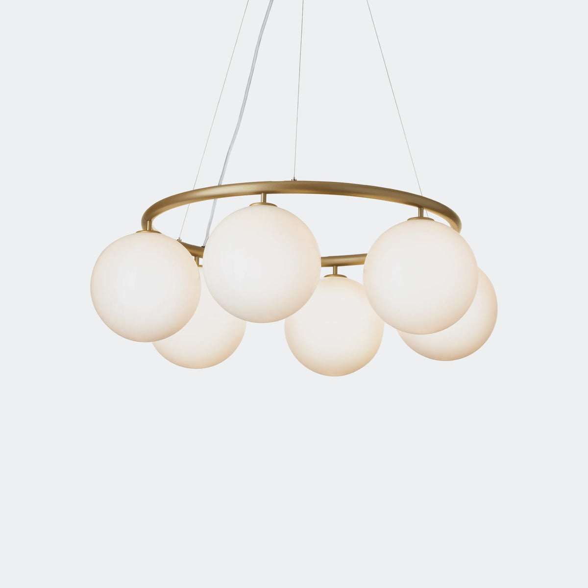 Nuura Miira 6 Circular Chandelier, Brass / Opal - KANSO#Finish_Brass / Opal
