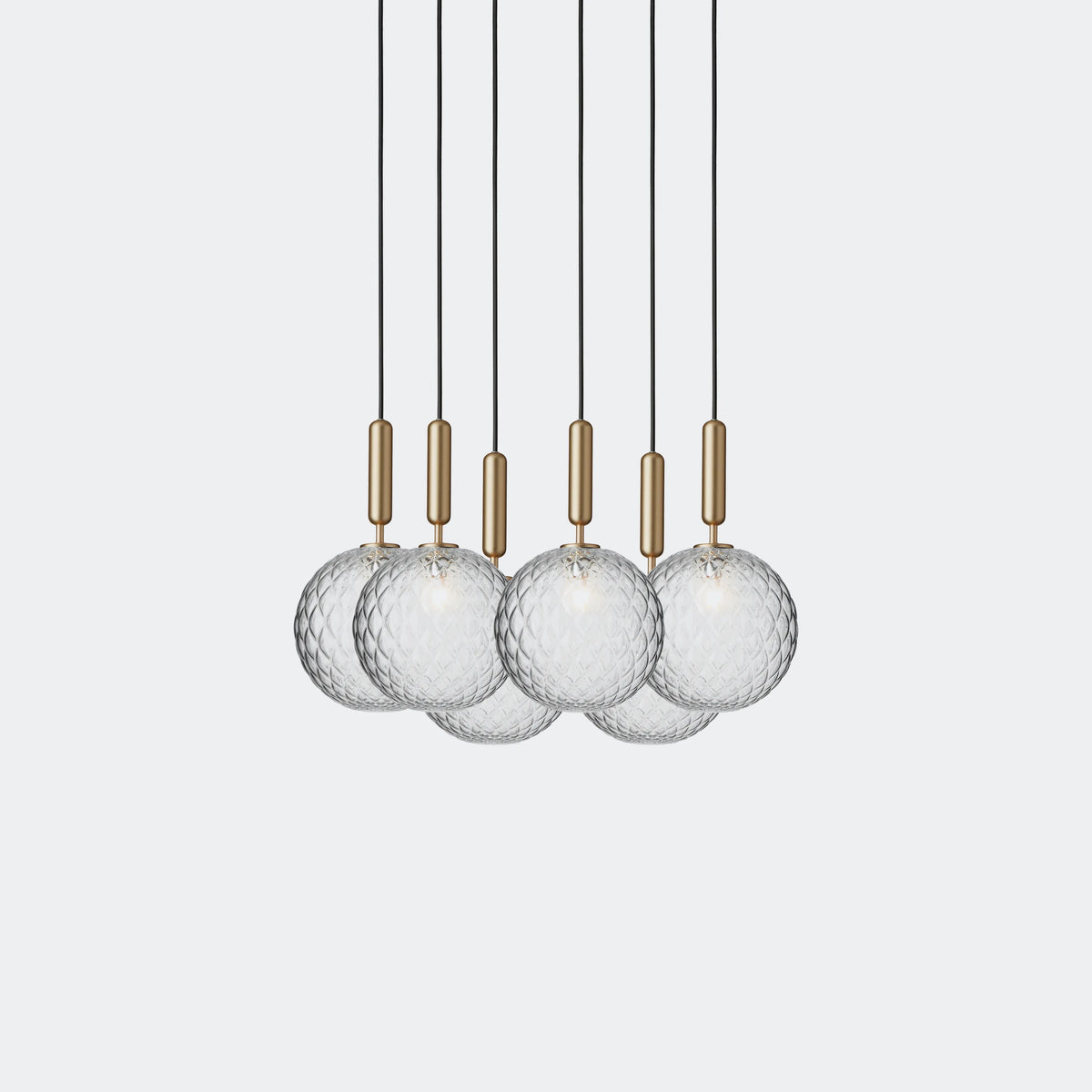 Nuura Miira 6 Large Chandelier, Brass / Optic Clear - KANSO#Finish_Brass / Optic Clear