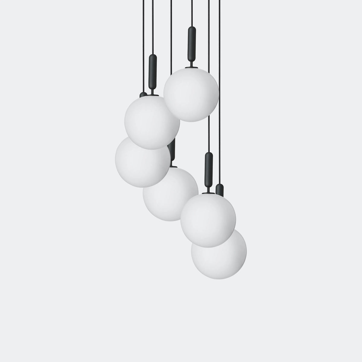 Nuura Miira 6 Large Chandelier, Rock Grey / Opal - KANSO#Finish_Rock Grey / Opal