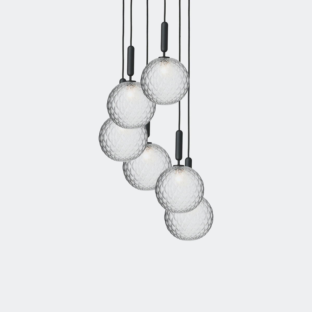 Nuura Miira 6 Large Chandelier, Rock Grey / Optic Clear - KANSO#Finish_Rock Grey / Optic Clear
