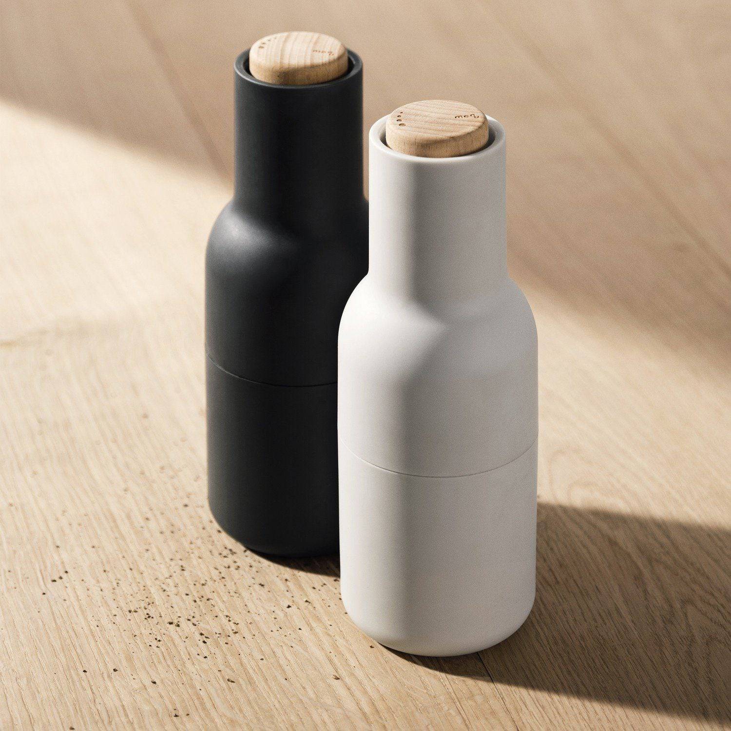Audo Copenhagen Bottle Grinders, Set of 2 Carbon, Walnut Lid - KANSO#Color_Carbon