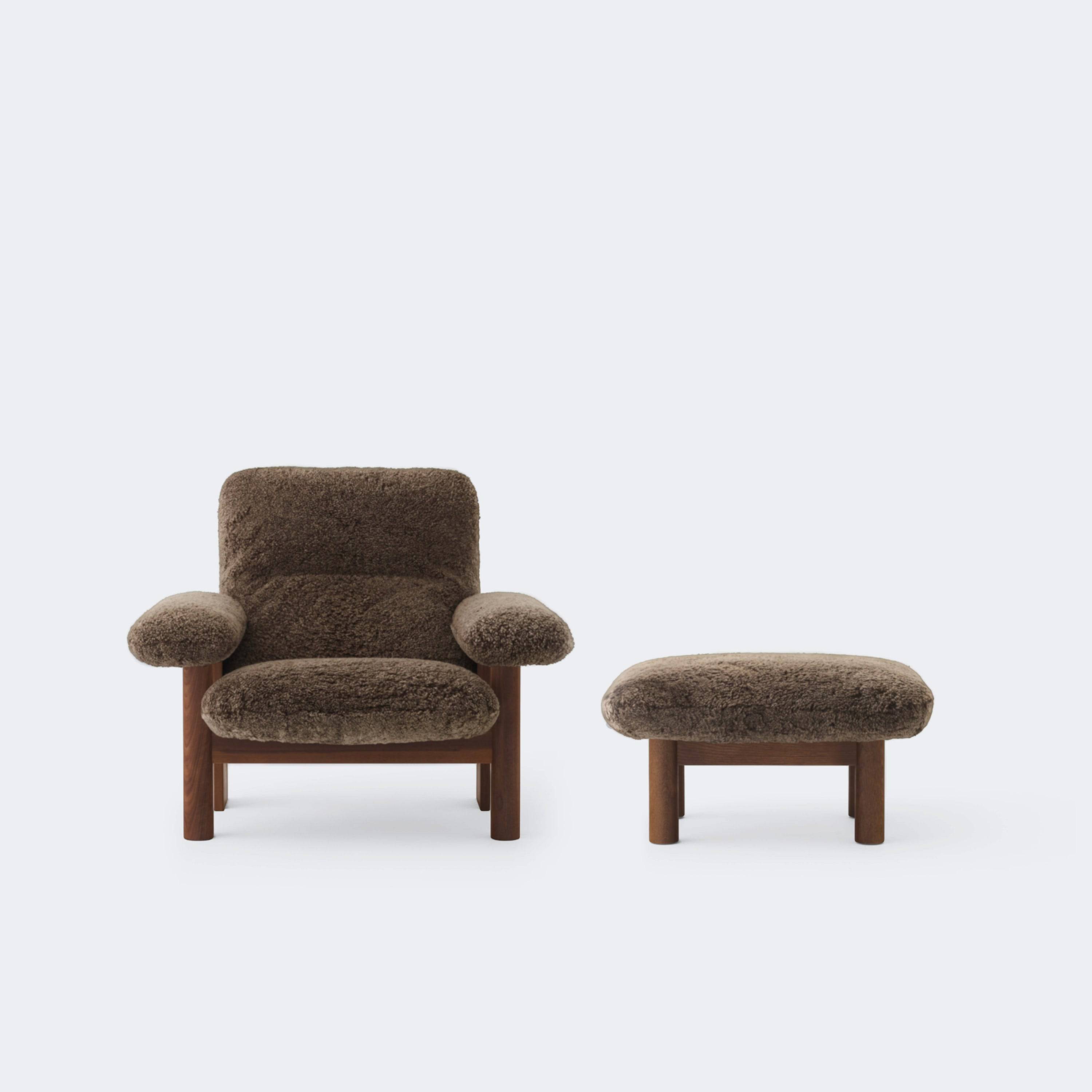 Audo Copenhagen Brasilia Lounge Chair Made To Order Walnut Sheepskin Curly (Root) - KANSO