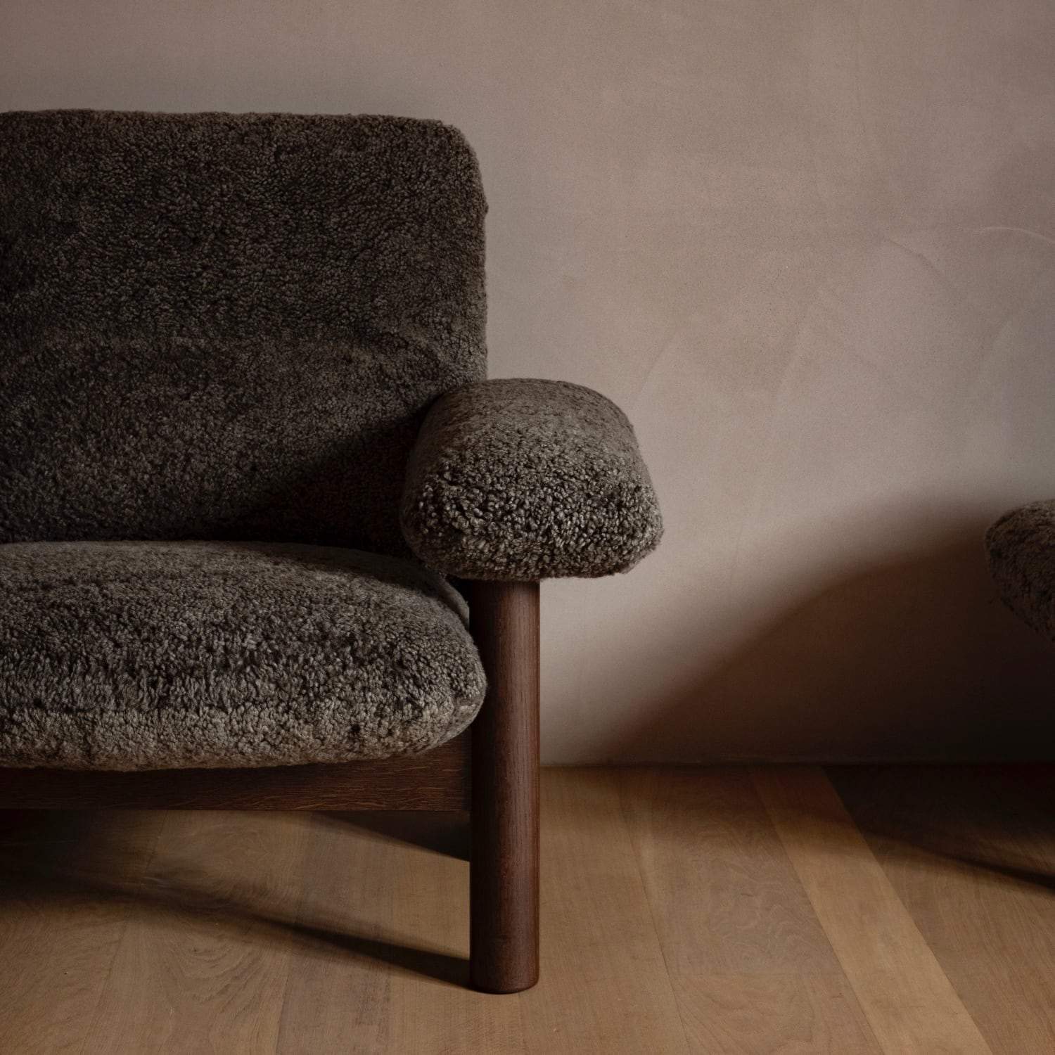 Audo Copenhagen Brasilia Lounge Chair Made To Order Dark Stained Oak Sheepskin Curly (Root) - KANSO