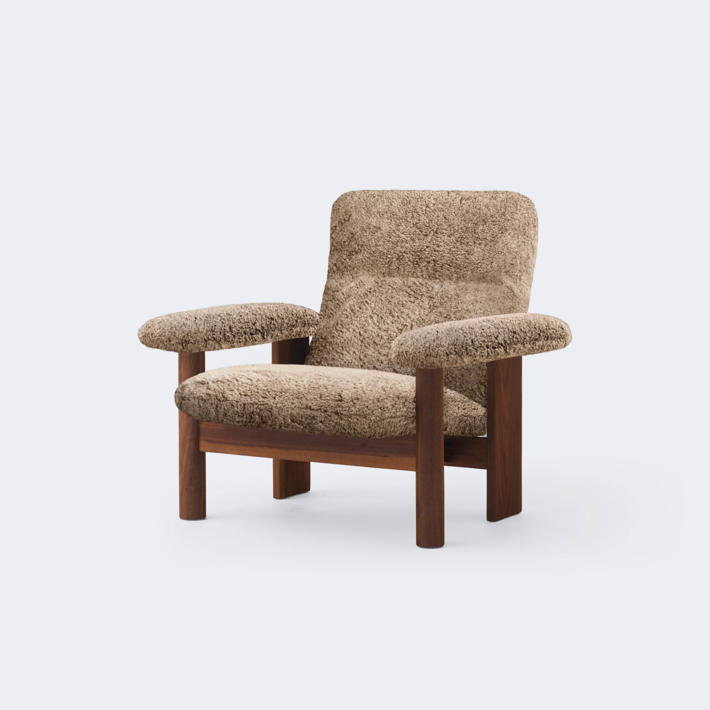 Audo Copenhagen Brasilia Lounge Chair Ready To Ship Walnut Sheepskin Curly (Sahara) - KANSO
