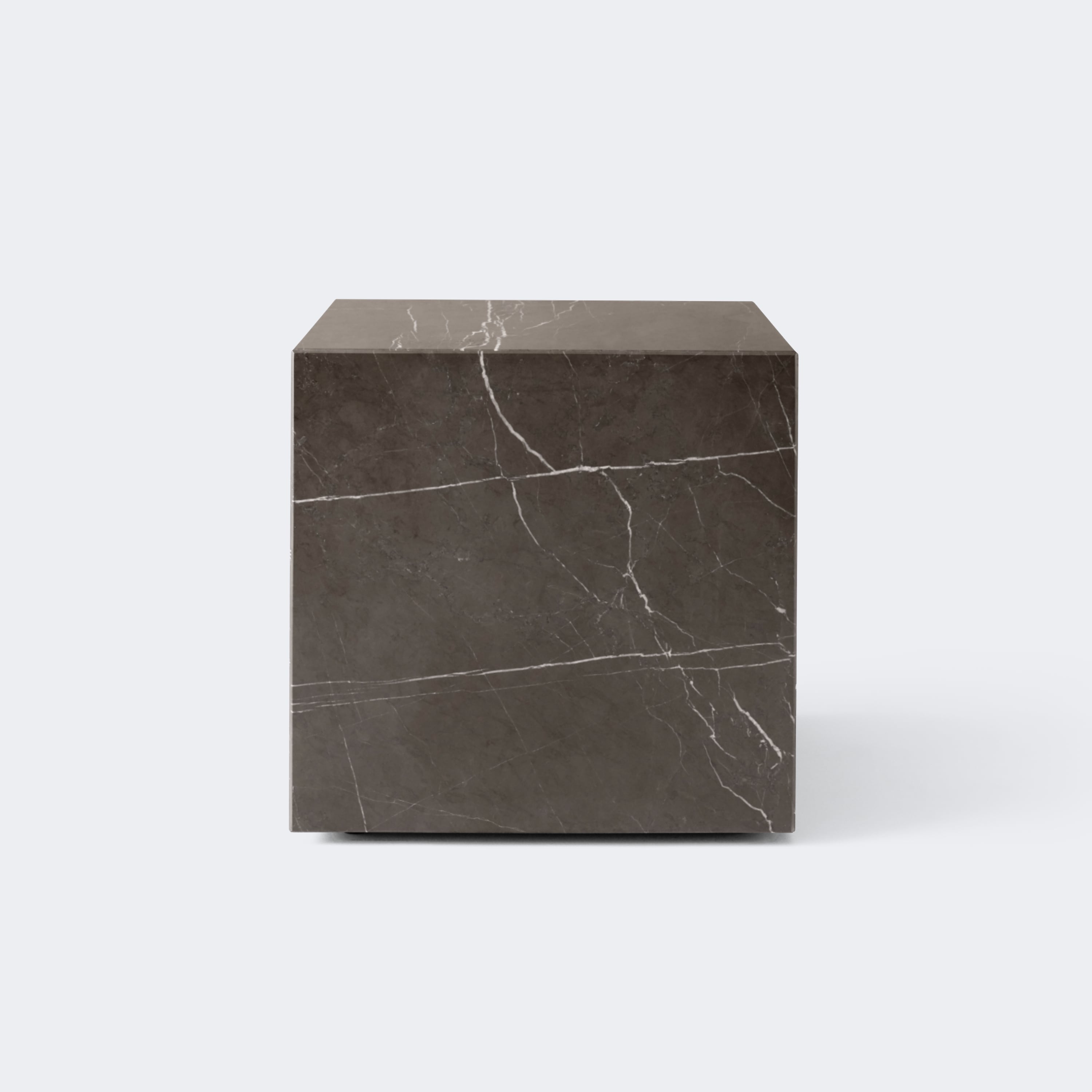Audo Copenhagen Marble Plinth, Cubic Brown Grey Marble - KANSO#Color_Brown Grey Marble