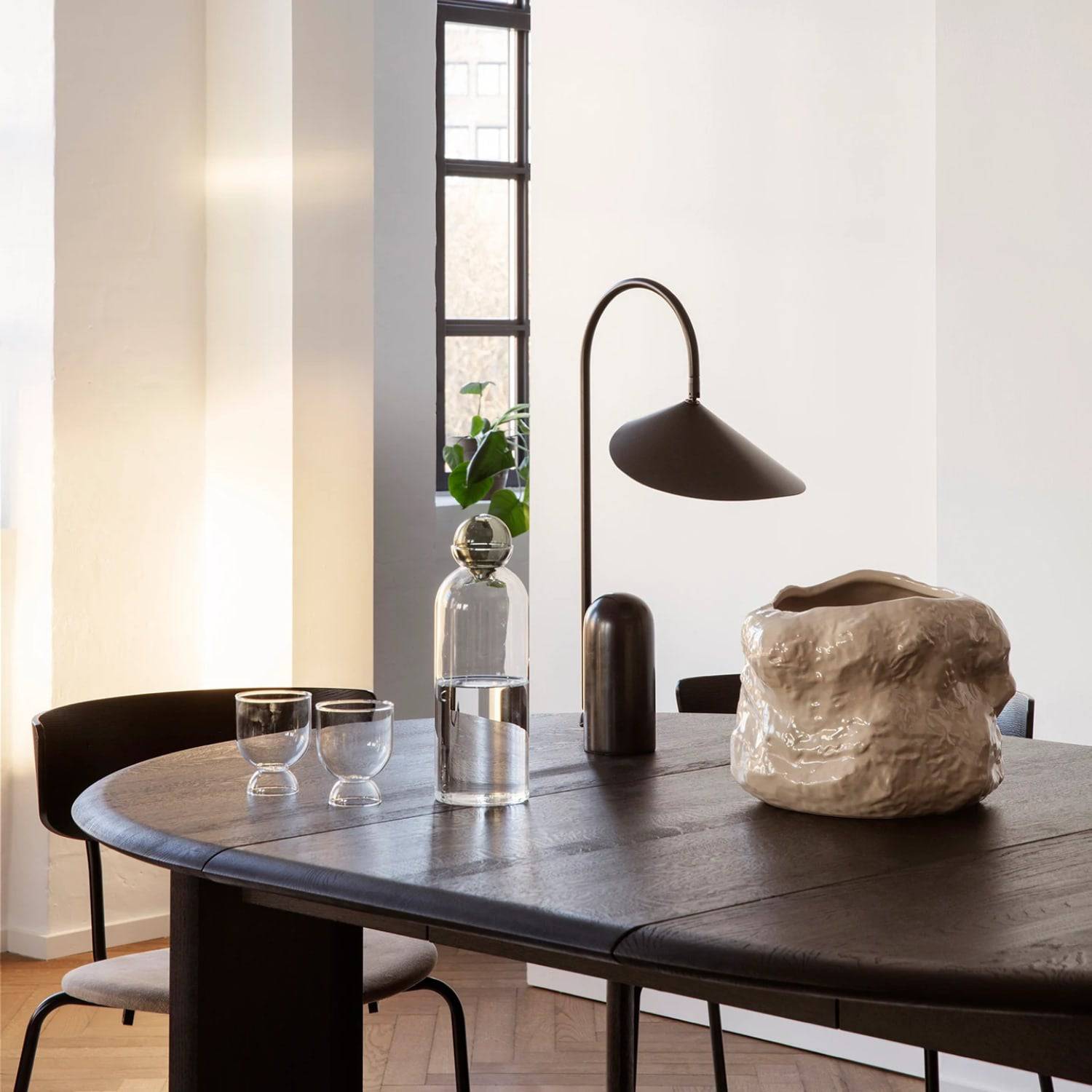 Ferm Living Bevel Table, Extendable Extendable x 2 Black Oiled Oak - KANSO