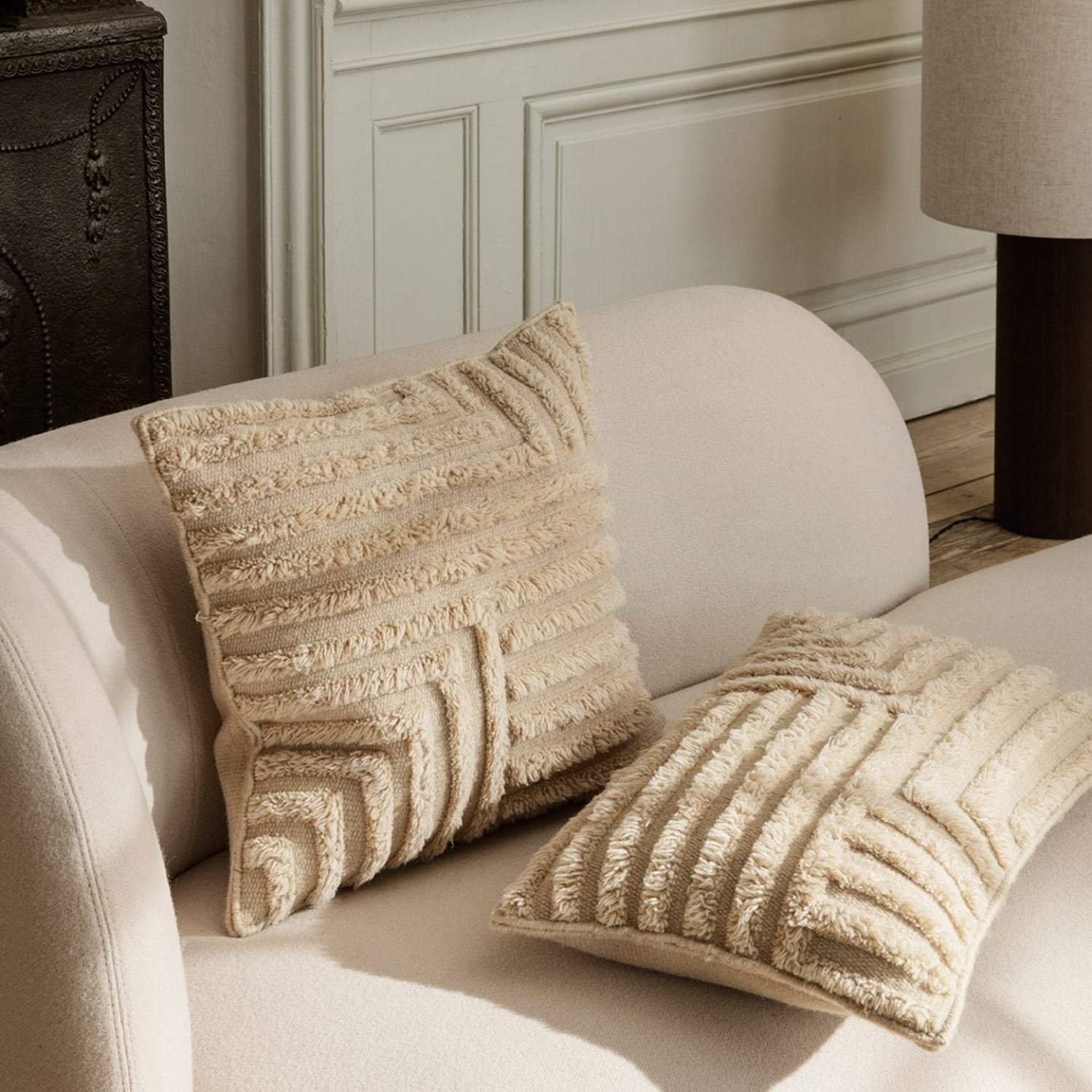 Ferm Living Crease Wool Cushion Light Sand - KANSO