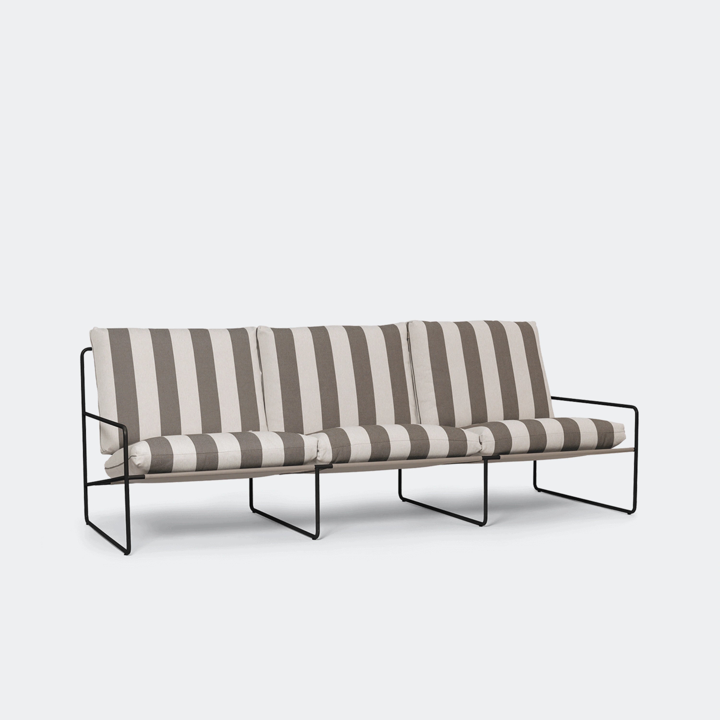 Ferm Living Desert Sofa 3 Seater Stripe - Black/Chocolate - KANSO