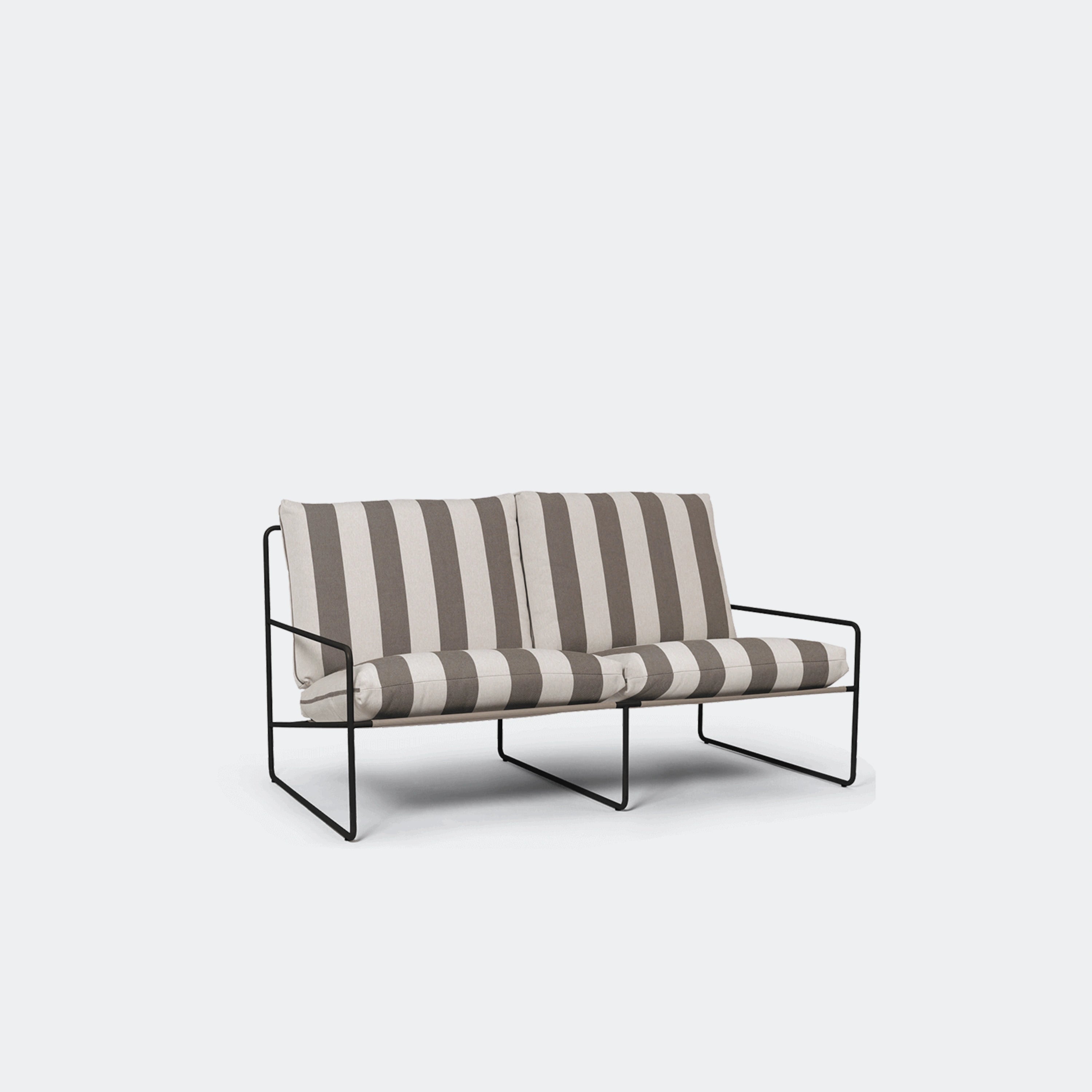 Ferm Living Desert Sofa 2 Seater Stripe - Black/Chocolate - KANSO