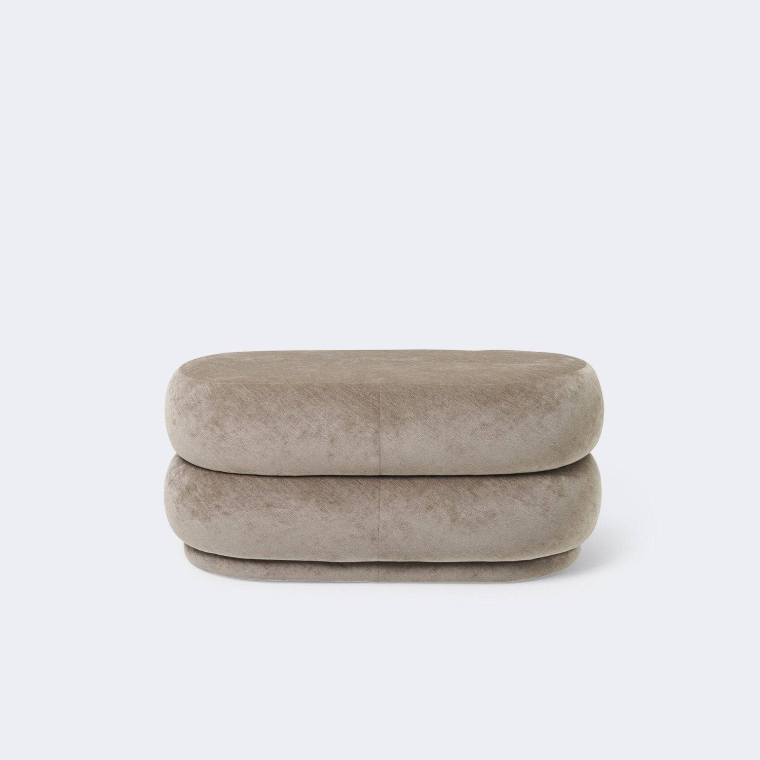 Ferm Living Pouf Oval Faded Velvet Made To Order (16-18 Weeks) Beige - KANSO#Color_Beige