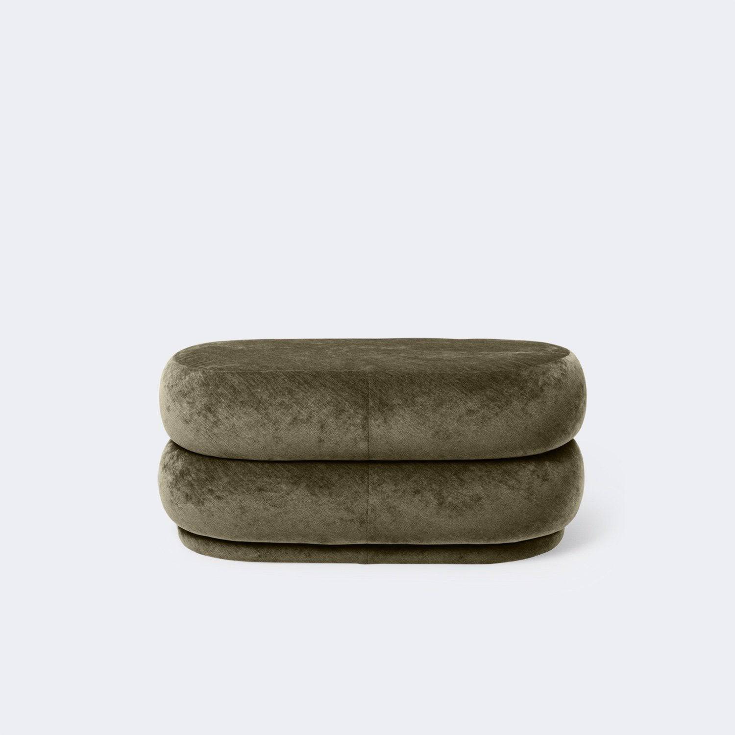 Ferm Living Pouf Oval Faded Velvet Ready To Ship Forest - KANSO#Color_Forest