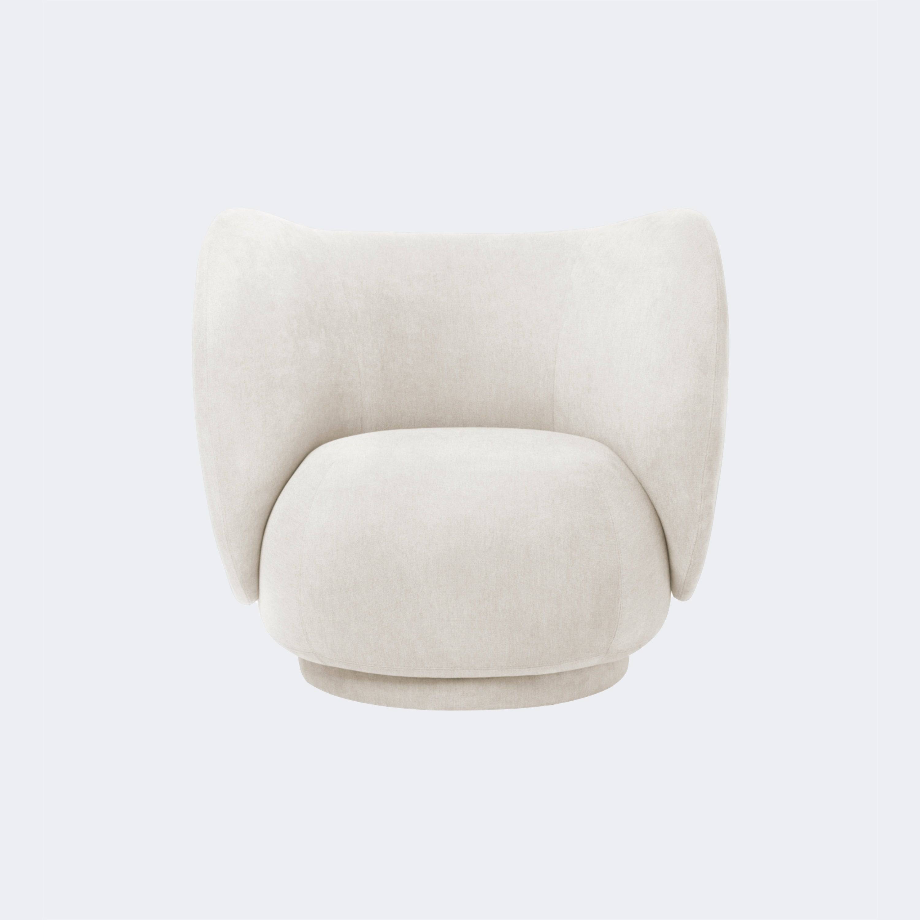 Ferm Living Rico Lounge Chair - Swivel Base Made To Order (18-20 Weeks) Brushed Off-White - KANSO#Fabric_Brushed Off-White
